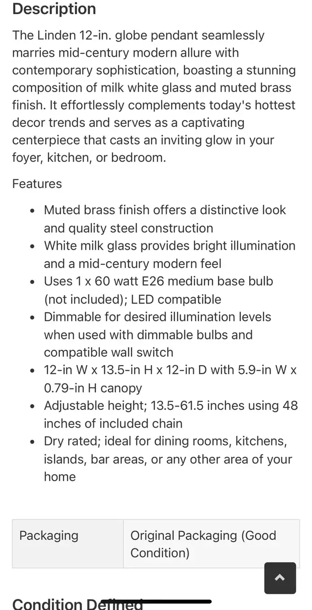 Mercer41® White Globe Glass Pendant Light  in General Electronics in Mississauga / Peel Region - Image 3