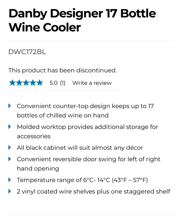 Danby Designer Wine Fridge in Refrigerators in Calgary - Image 4