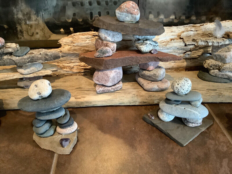 “NATURES” INUKSHUKS CRAFTED WITH STONE AND WOOD Arts & Collectibles