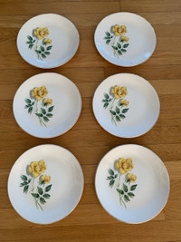 6 assiettes  roses jaunes vintage (Crown Essex)
