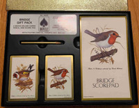 Vtg HOYLE Bridge Gift Pack (2 decks cards: Robin, Goldfinch; Pen