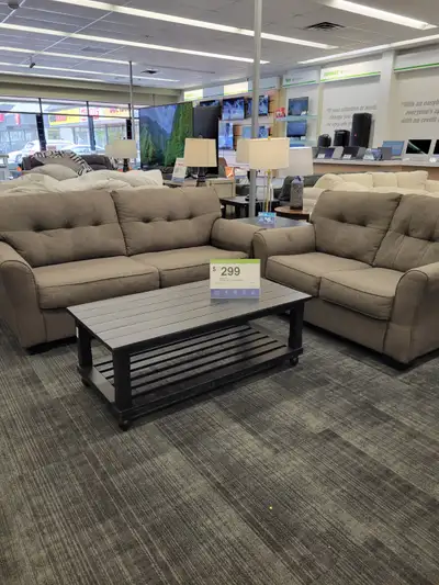ASHLEY FURNITURE TIBBEE SOFA AND LOVE SEAT( 2PCS) $299 PLUS TAXES AS IS - NO DELIVERY OR WARRANTY