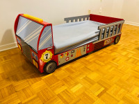 Wooden Toddler Firetruck Bed + Mattress
