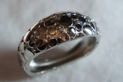 Silver-toned Bubble Cuff Bracelet with Rhinestones, View more
