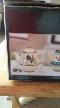 Tea pot and cup  and Glass candle holder