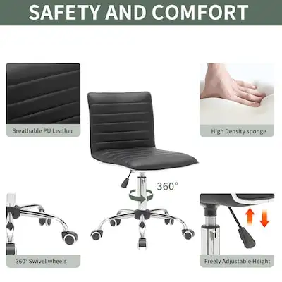 Condition - New Elevate your workspace with the BWE Black Contemporary Ergonomic Adjustable Height S...