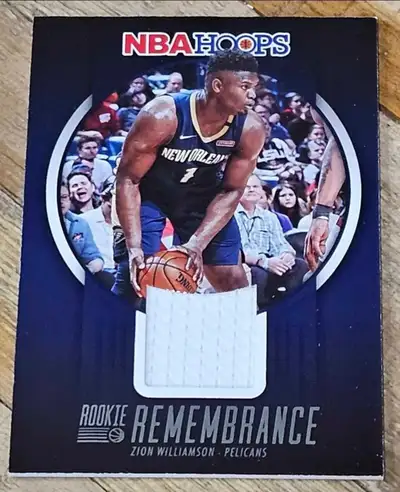 Highly gradeable 2023-24 Zion Williamson Rookie Remembrance Patch Insert Card from Hoops. Cash and p...