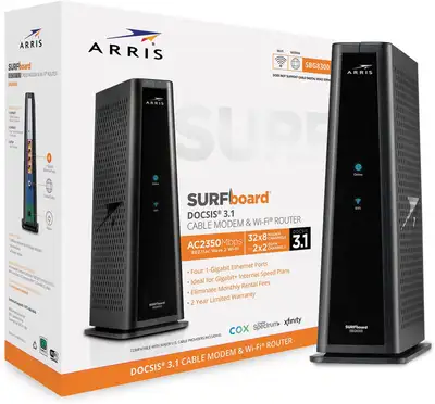 Wi-Fi Router, Surfboard SBG8300 DOCSIS 3.1 Gigabit Cable Modem, View more