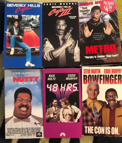 6x EDDIE MURPHY Movies VHS Cassette Tapes BEVERLY HILLS COP +, View more