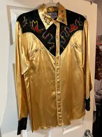 Satin/silk vintage cowboy button up shirt