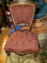 Antique carved wood low chair