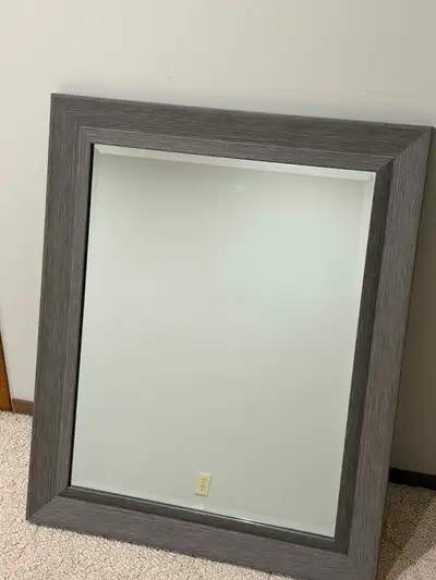 28 x 34 - Large Modern Grey Framed Mirror – Excellent Condition, View more