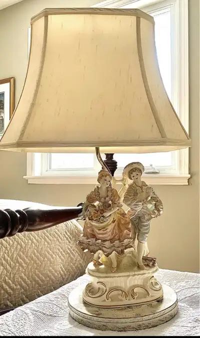 Vintage Courting Couple Figural Lamp,  With Lamp Sha, View more
