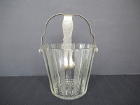 C. 1950's Glass Ice Bucket with Ice Tongs: Barware