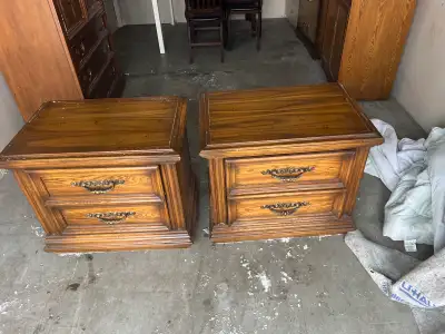Free delivery used Pair of Vintage Wood Nightstands, View more
