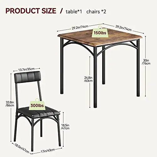 Wood Kitchen Room Table Set with 2 Upholstered Chairs  in Dining Tables & Sets in Markham / York Region - Image 6
