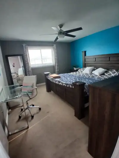 Shared accommodation bedroom on the upper floor of a house. Comes with a private ensuite bathroom, w...