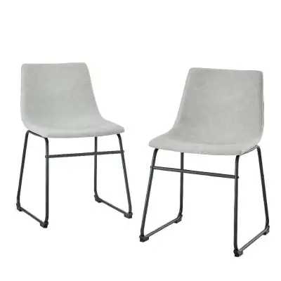 18" Dining Chair in Grey Leatherette (Set of 2)