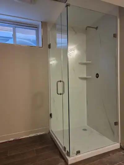 FRAMELESS SHOWER GLASS DOOR ENCLOSURES Framed Shower / Tub Enclosures GLASS RAILING STAIRS DECKS GLA...