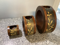 Vintage Wooden Nesting Candle Holders