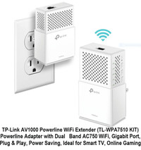 (NEW) TP-Link Powerline WiFi Extender Kit Dual Band Plug & Play