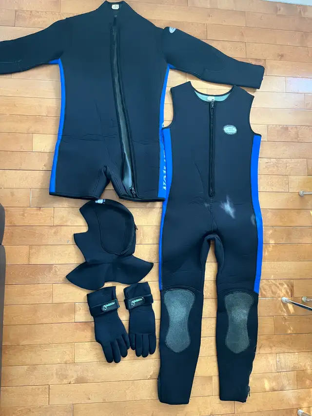 Diving Wetsuit - 7mm Farmer John and Long-Sleeved Jacket, Gloves in Water Sports in City of Toronto - Image 2