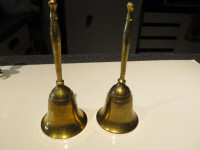Vintage brass bells 7" high.
