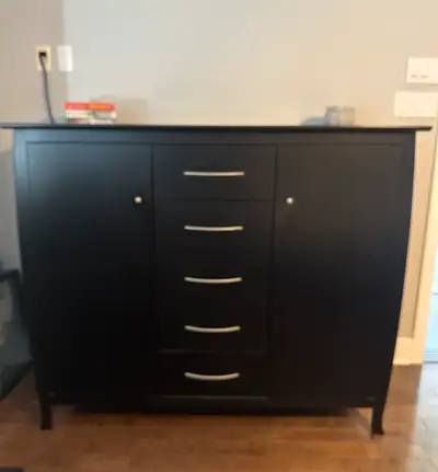 Used, great condition. Bedroom Set, dark chocolate wood. •1 Armoire •1 Dresser •2 Night Stands Manuf...