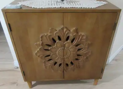 MID-CENTURY STYLE 2 DOOR CABINET (CONTENTS NOT INCLUDED), View more