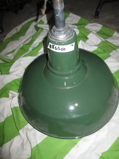 14" INDUSTRIAL GREEN WHITE PORCELAIN FARM FACTORY LIGHTING, View more