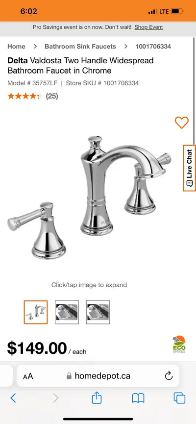 Delta Valdosta Two Handle Widespread Bathroom Faucet in Chrome BRAND NEW IN BOX + LIFETIME WARRANTY...