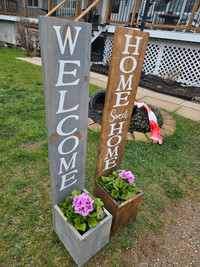 Porch sign with flower pot box