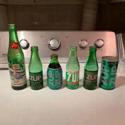 7-Up Bottles and can, View more