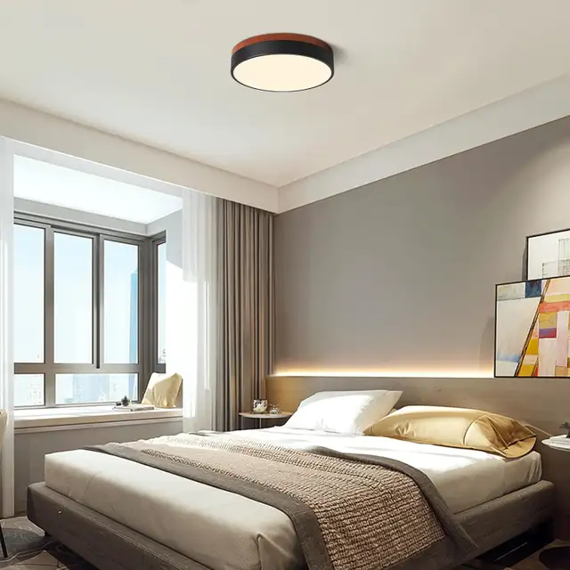 Dimmable LED Ceiling Light, Black Wood Flush Mount, 5 CCT, 11.8 in Indoor Lighting & Fans in Oshawa / Durham Region - Image 8