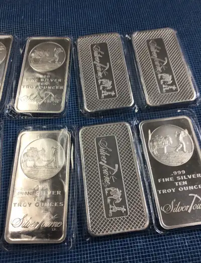 10 Oz Pure .999 Silver Bars NTR, Beaver Bullion Silvertowne made Market priced @ $5.5 over Canadian...