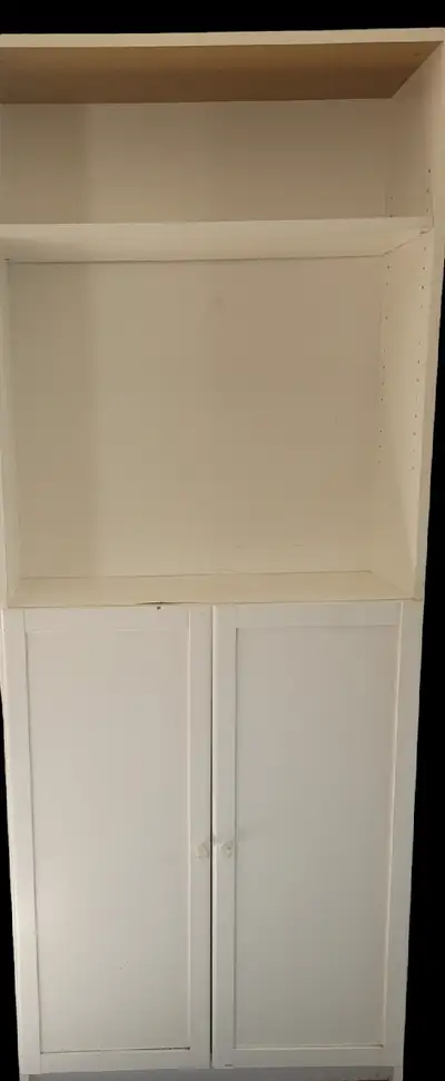White wooden shelf with bottom cupboard. I deliver!, View more