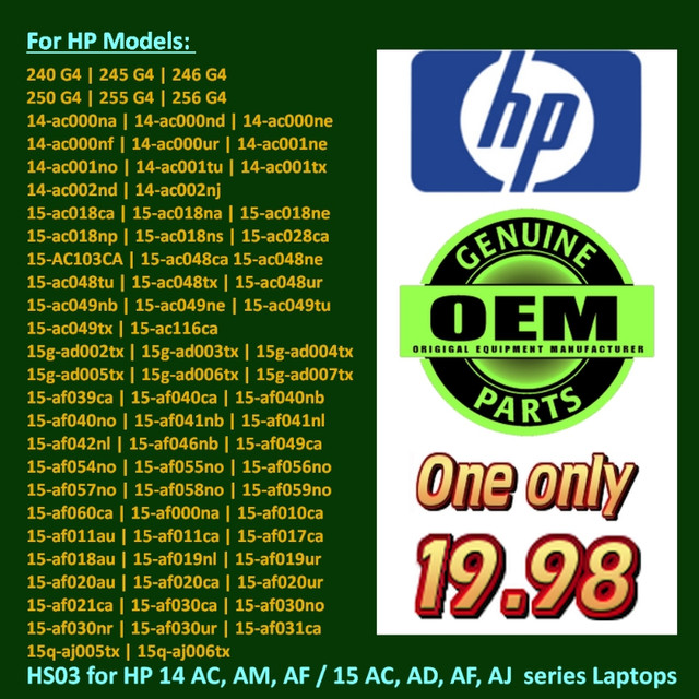HP HS03/HS04 Laptop Battery For HP 14/15/G4... Model Series in Laptops in Edmonton - Image 3