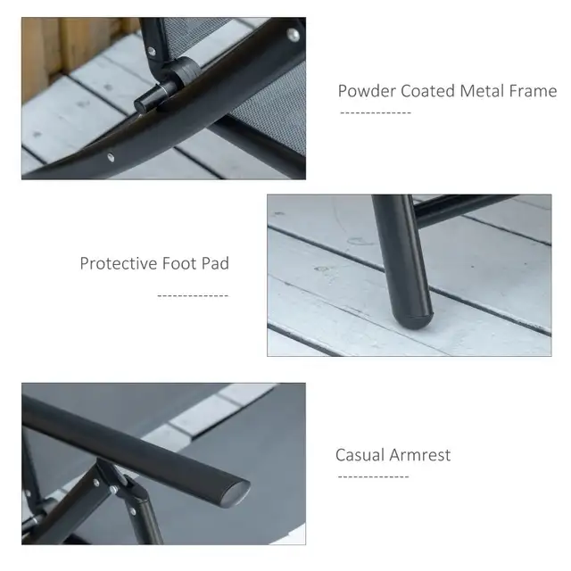 Outdoor Set of 2 Lounge Chair, Folding Reclining Garden Sun Loun in Patio & Garden Furniture in Markham / York Region - Image 6