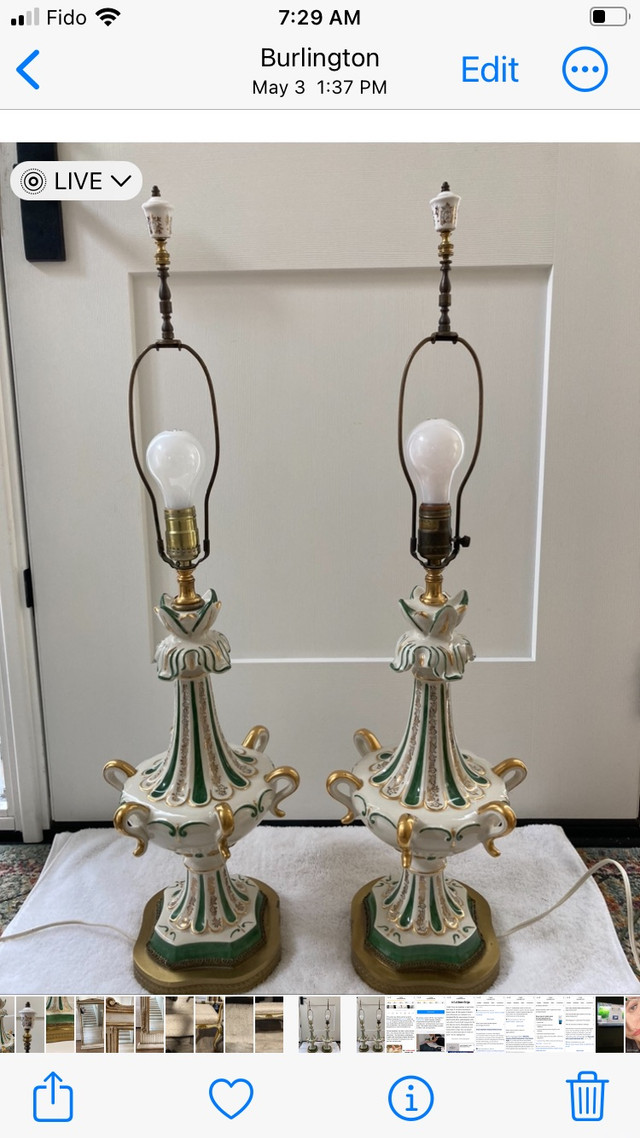 Vintage pair of French porcelain table lamps | Indoor Lighting & Fans |  Hamilton | Kijiji