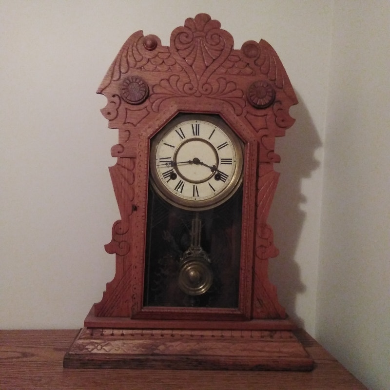Antique Mantel Clock and Antique Edison Phonograph Arts