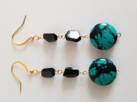 Earrings  with natural turquoise bead.