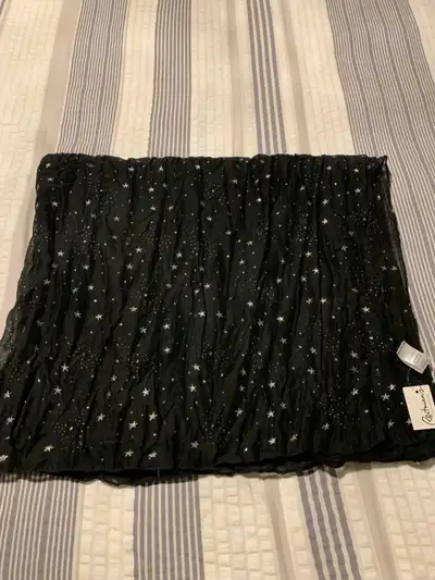 women’s scarf/shawl black with silver stars - new tags on $22.00, View more