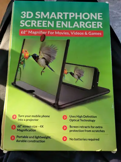 3D Smartphone screen enlarger. Great for watching movies or playing video games on your phone. 12 in...