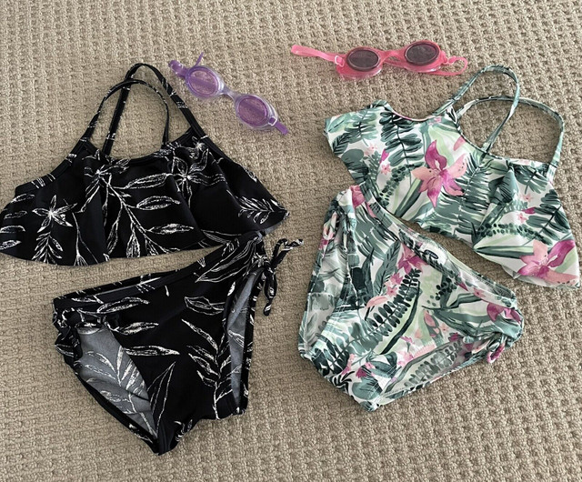 2 bathing suits and 2 goggles  in Clothing - 4T in Calgary