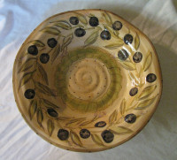 Chino Signed Ceramic Glass Decorative Basin Fruit Bowl Dish Huge