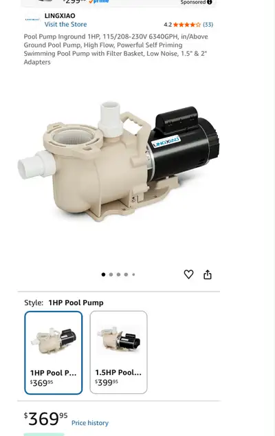 LINGXIAO 1HP Pool Pump, View more