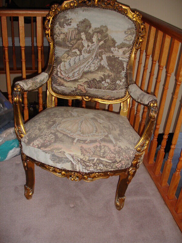 Antique French Louis XVI Gilt Sofa & Chairs in Other in Hamilton - Image 2