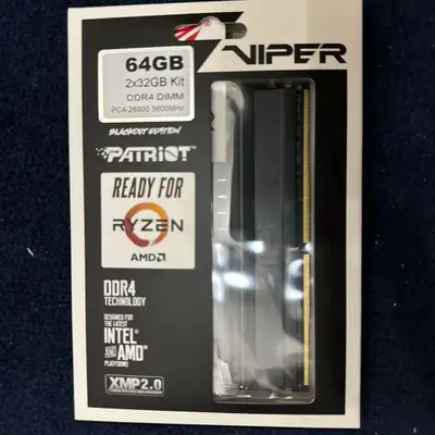 Patriot Viper Blackout Edition 64gb DDR4 3600mhz, View more