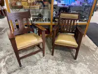 Oak Arts and Crafts style chairs 