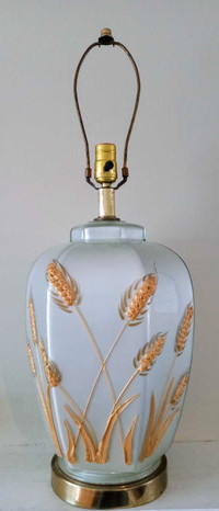 2@ LARGE Gorgeous Mid Century Modern "Golden Wheat" Lamps
